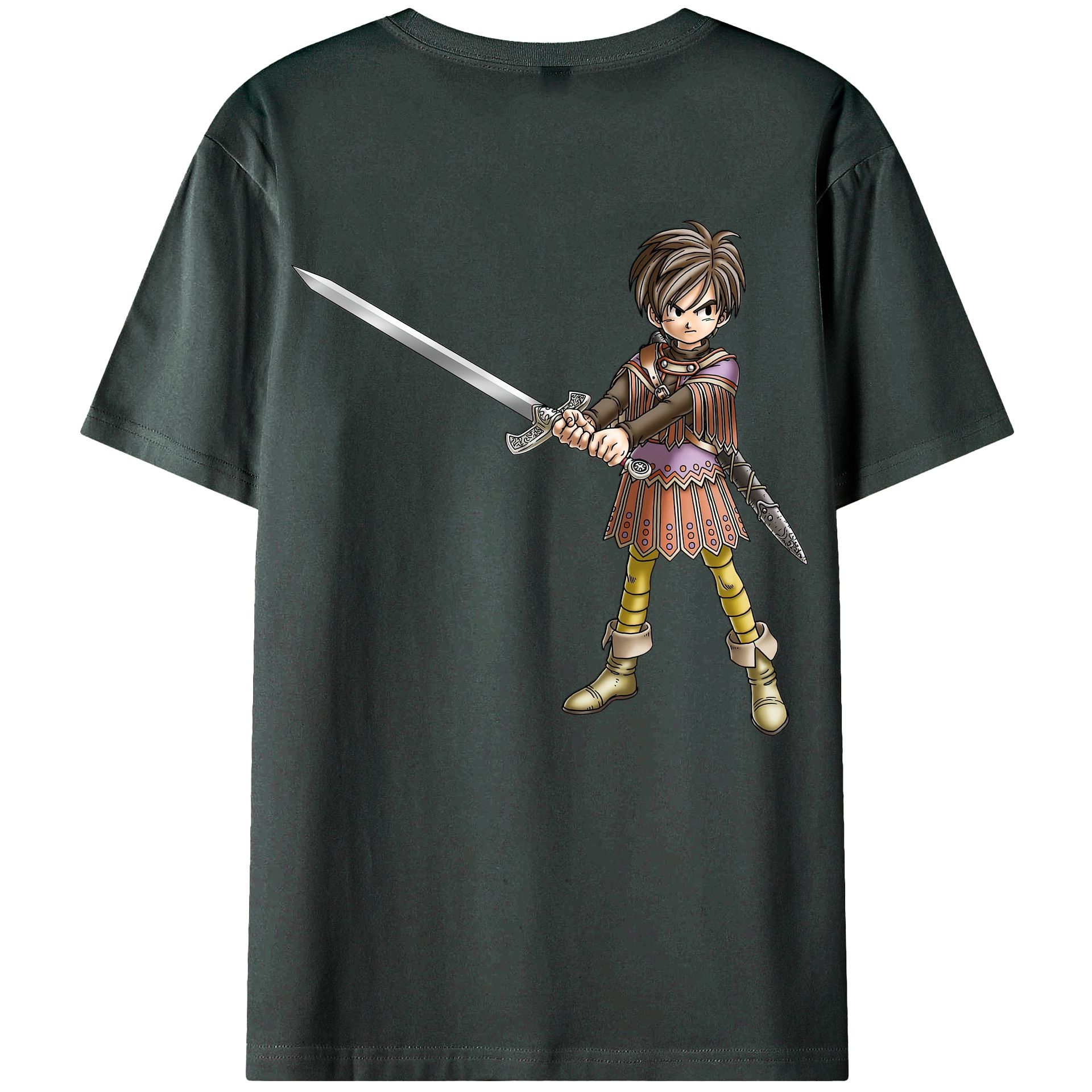 （画像用） ドラゴンクエスト Doragon Kuesuto Dragon Quest 綿100％ メンズ半袖Tシャツ（バックプリント） 通気性